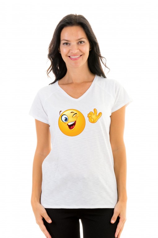 T-shirt v-neck Smiley Ok