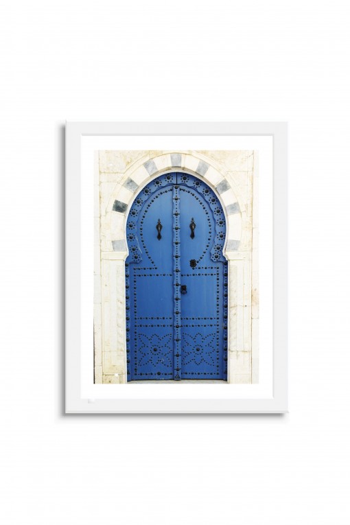 Poster with frame Blue Door - Tunisia  By Emmanuel Catteau