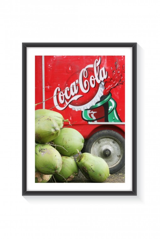 Poster with frame Coca Versus Coconut - Mauritius By Emmanuel Catteau