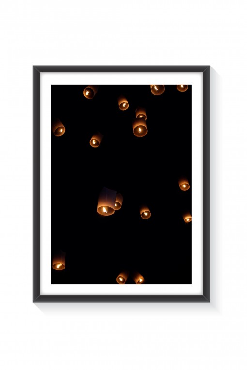 Poster with frame Flying Lantern - Thailand By Emmanuel Catteau