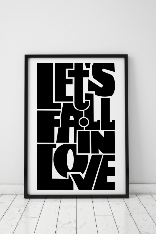 Poster with frame Let's fall in love