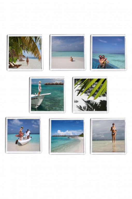 Set of 8 square magnets Maldives Holidays