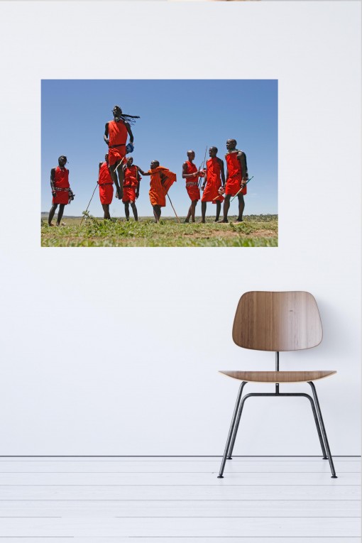 Canvas Masai Dancers - Kenya By Emmanuel Catteau