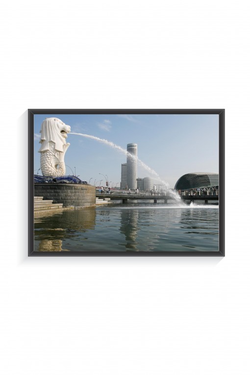 Poster with frame Merlion - Singapore - By Emmanuel Catteau
