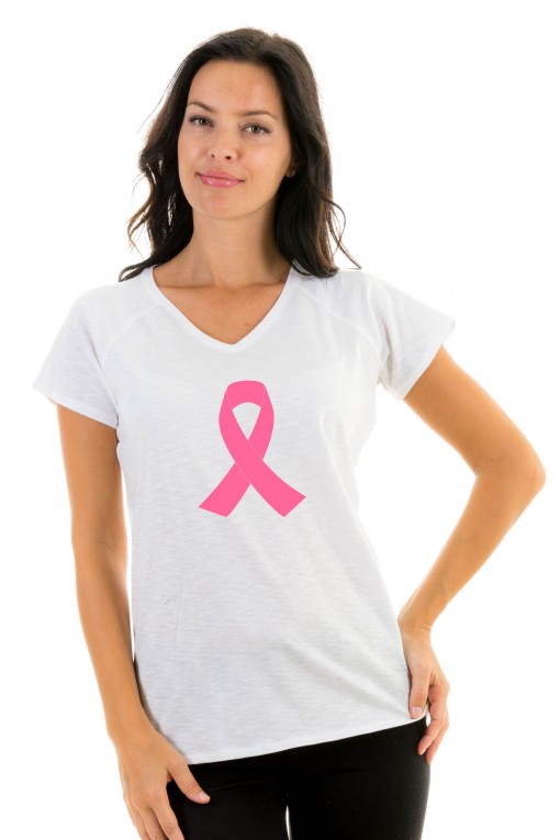 T-shirt v-neck Breast Cancer - Pink Ribbon