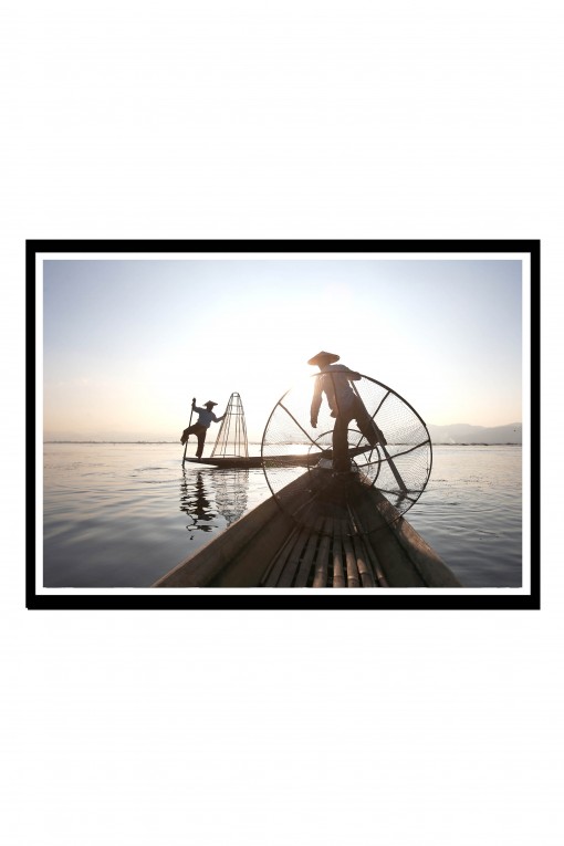 Poster with frame Traditional Fishing - Myanmar By Emmanuel Catteau