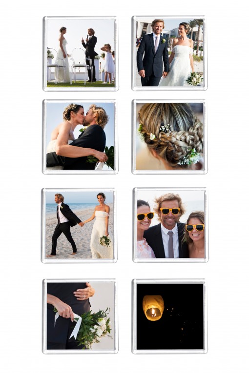 Custom your 8 square magnets Wedding 
