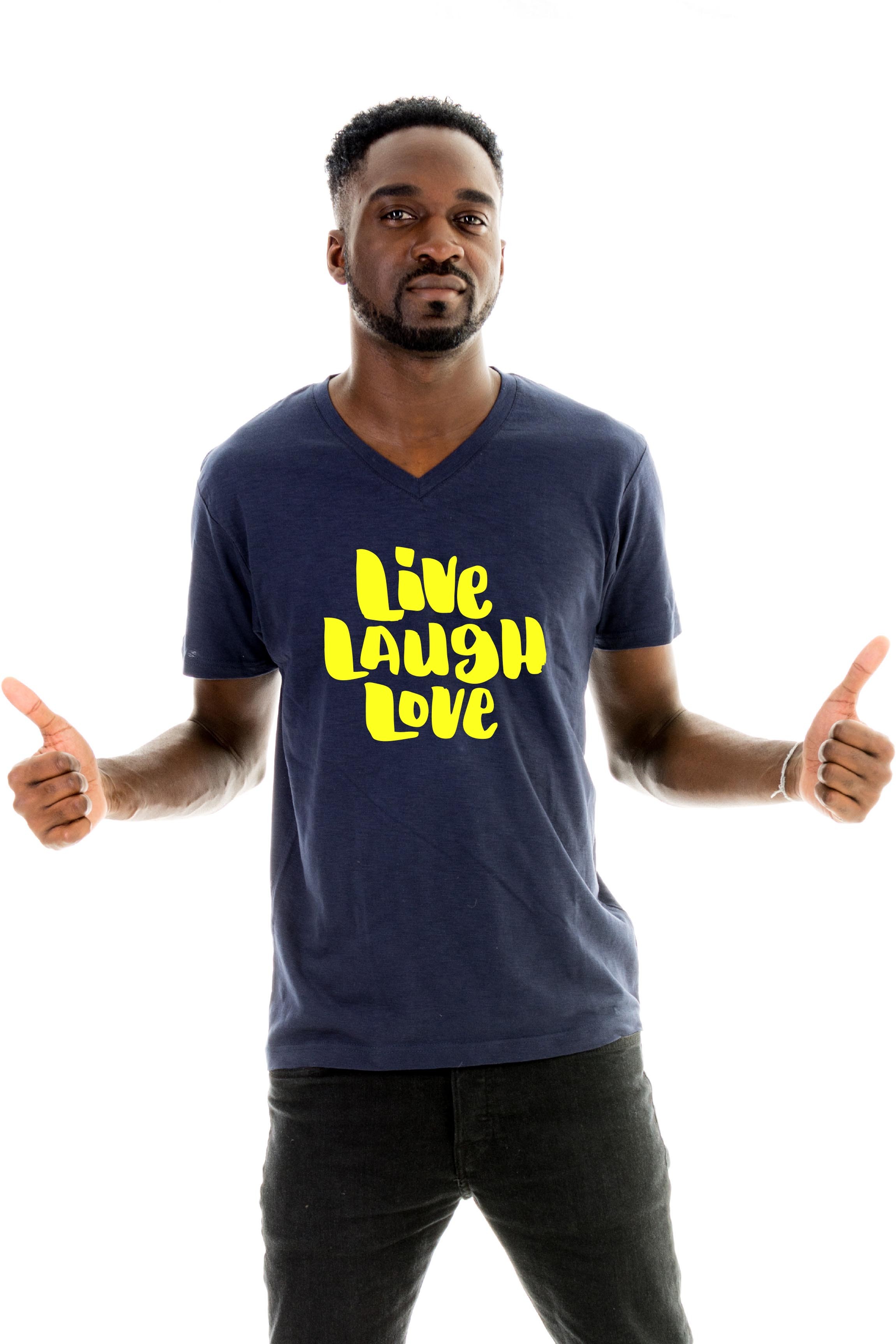 T shirt v neck Live Laugh Love Designs