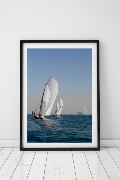 Poster with frame Traditional Boat Race - Dubai - UAE By Emmanuel Catteau