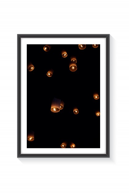 Poster with frame Flying Lantern - Thailand By Emmanuel Catteau