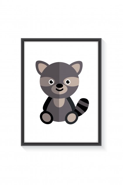 Poster with frame Raccoon