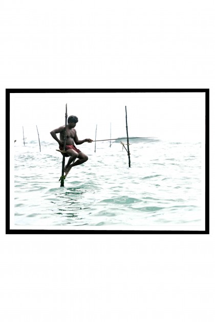 Poster with frame Traditional Fishing - Weligama - Sri Lanka By Emmanuel Catteau