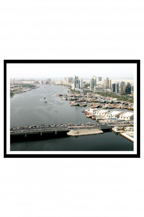Poster with frame Aerial View of Maktoum Bridge, Dubai - UAE By Emmanuel Catteau