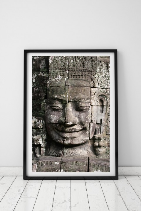 Poster with frame Angkor Wat Statue - Cambodia By Emmanuel Catteau