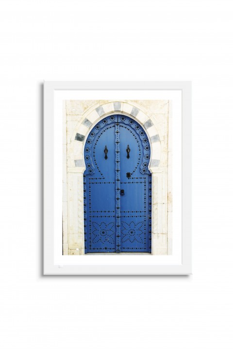 Poster with frame Blue Door - Tunisia  By Emmanuel Catteau