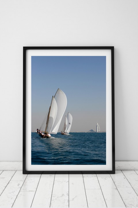 Poster with frame Traditional Boat Race - Dubai - UAE By Emmanuel Catteau