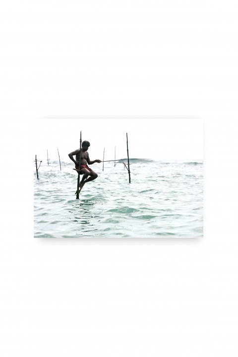 Canvas Traditional Fishing - Weligama - Sri Lanka By Emmanuel Catteau