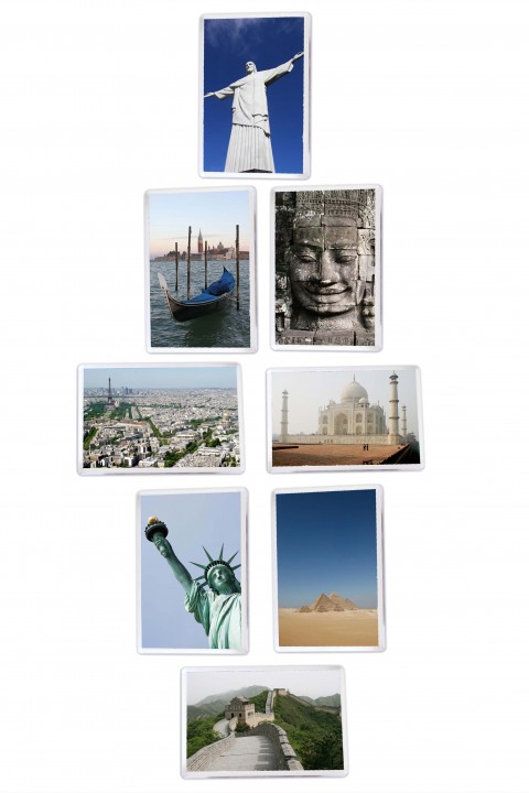Set of 8 square magnets Wonders Of The World 