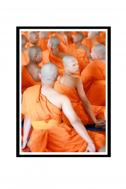 Poster with frame Monks in Temple - Chiang Mai - Thailand By Emmanuel Catteau