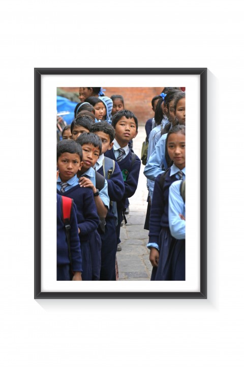 Poster with frame School Children - Nepal  By Emmanuel Catteau